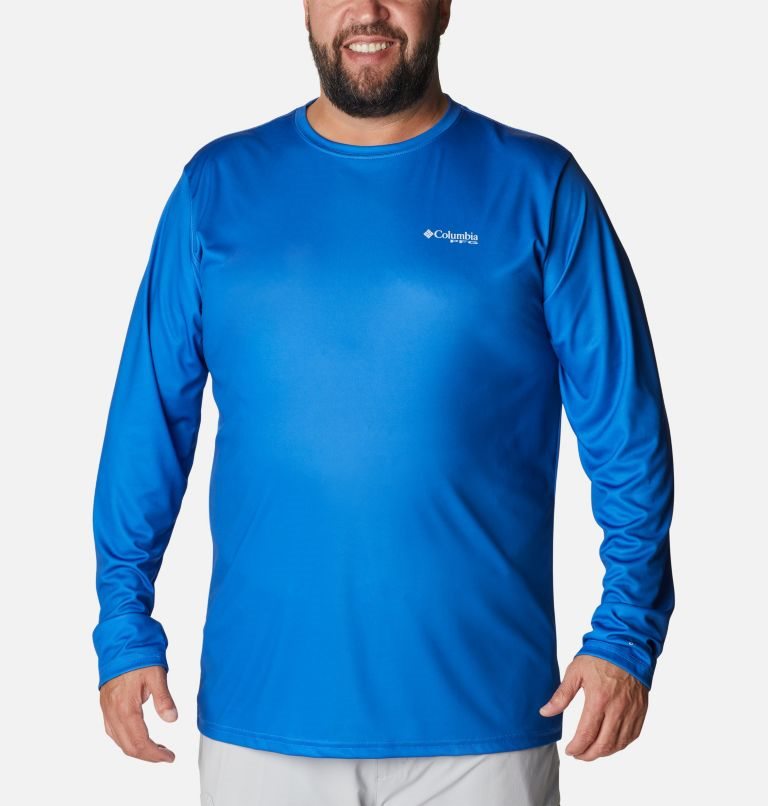 Hanorace Columbia PFG Terminal Tackle Fish Flag Long Sleeve Barbati Albastri | Plus Size JCQ9M18AS